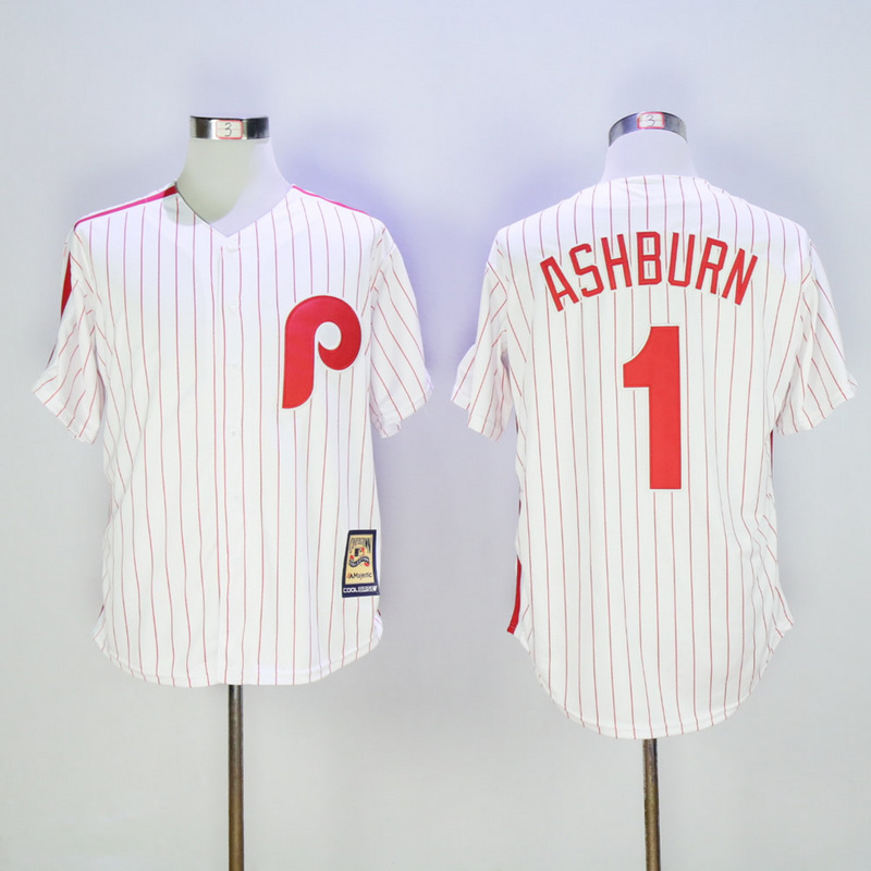 2017 MLB Philadelphia Phillies #1 Ashburn White stripe Game Throwback Jerseys